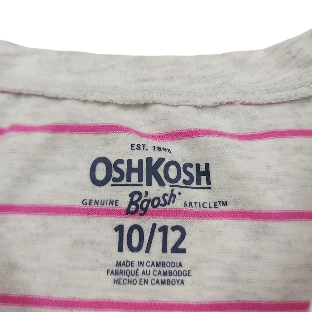 OshKosh B'gosh Girls Tee 10/12 Long Sleeve Striped 100% Cotton